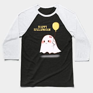 Happy Halloween Cute Ghost & Balloon Baseball T-Shirt